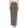 Black And White Octopus Tentacles Print High Slit Maxi Skirt