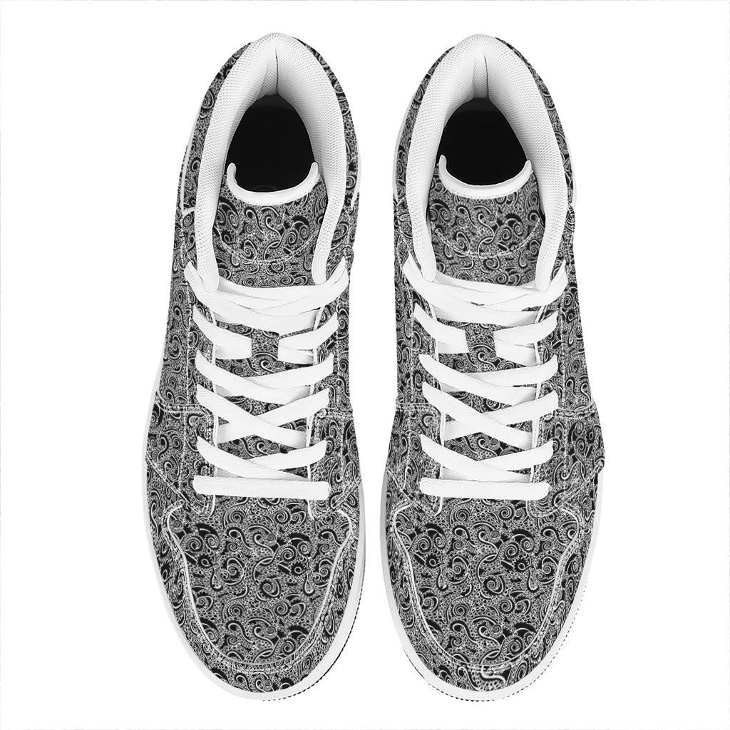 Black And White Octopus Tentacles Print High Top Leather Sneakers