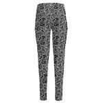 Black And White Octopus Tentacles Print High-Waisted Pocket Leggings