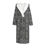 Black And White Octopus Tentacles Print Hooded Bathrobe