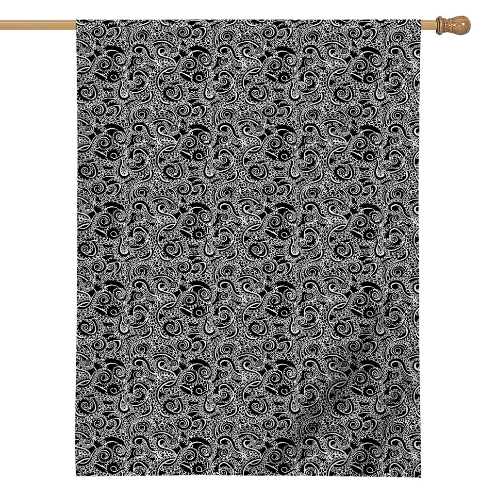 Black And White Octopus Tentacles Print House Flag