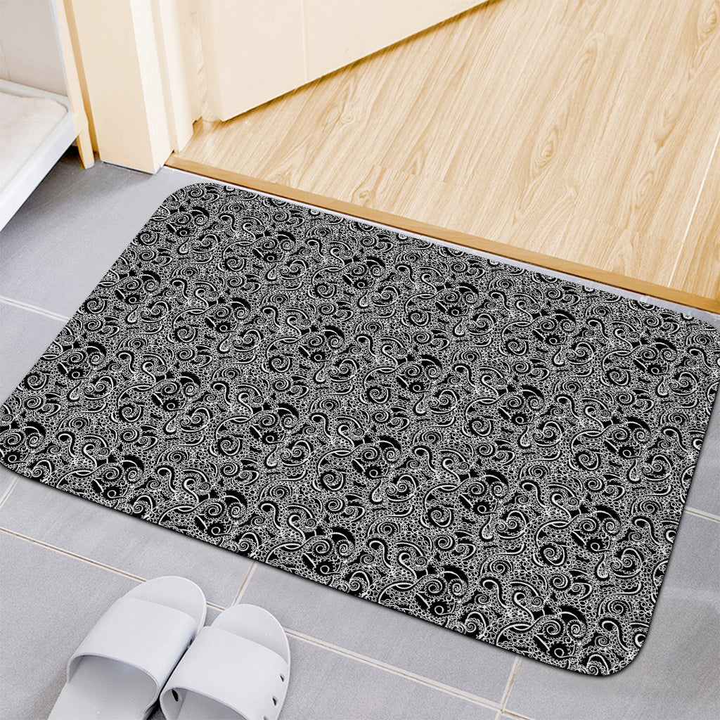 Black And White Octopus Tentacles Print Indoor Door Mat