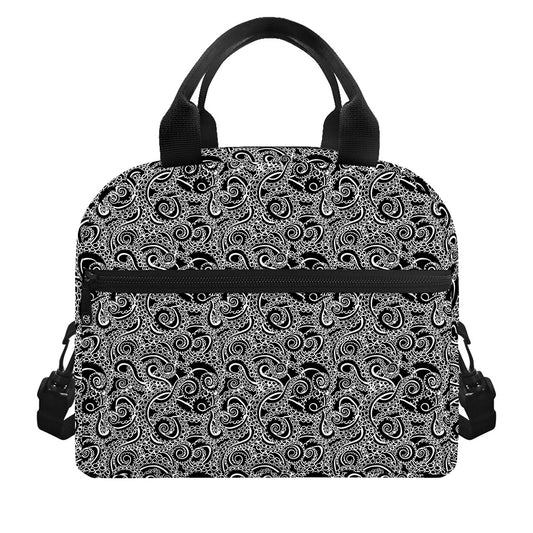 Black And White Octopus Tentacles Print Insulated Lunch Bag