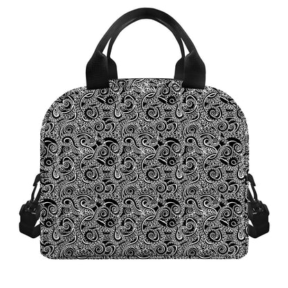 Black And White Octopus Tentacles Print Insulated Lunch Bag