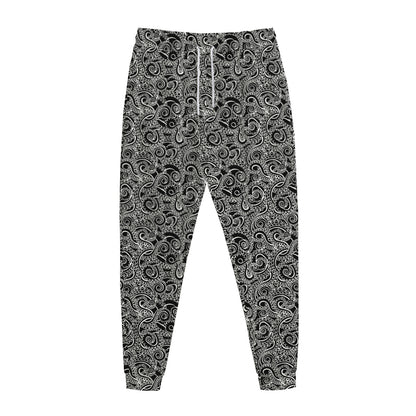 Black And White Octopus Tentacles Print Jogger Pants
