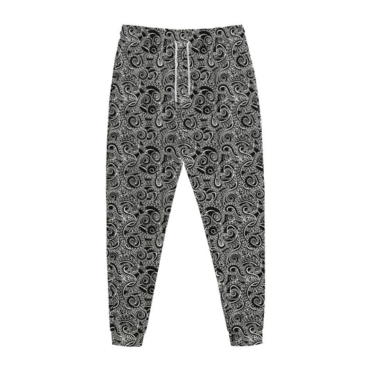 Black And White Octopus Tentacles Print Jogger Pants