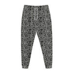 Black And White Octopus Tentacles Print Jogger Pants
