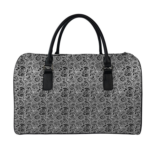 Black And White Octopus Tentacles Print Leather Duffle Bag