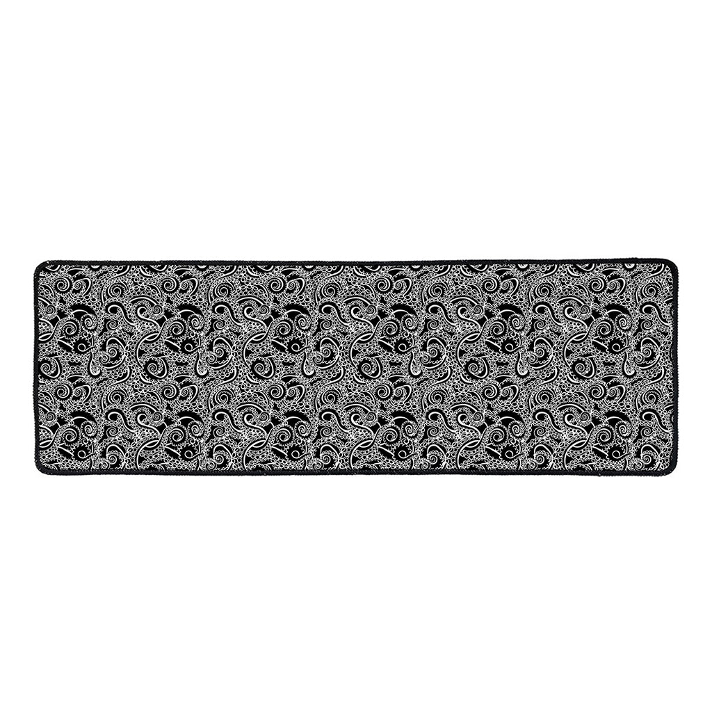 Black And White Octopus Tentacles Print Long Kitchen Mat