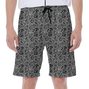 Black And White Octopus Tentacles Print Men's Beach Shorts