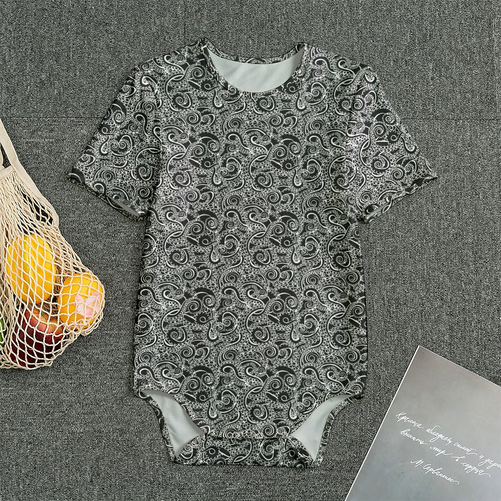 Black And White Octopus Tentacles Print Men's Bodysuit