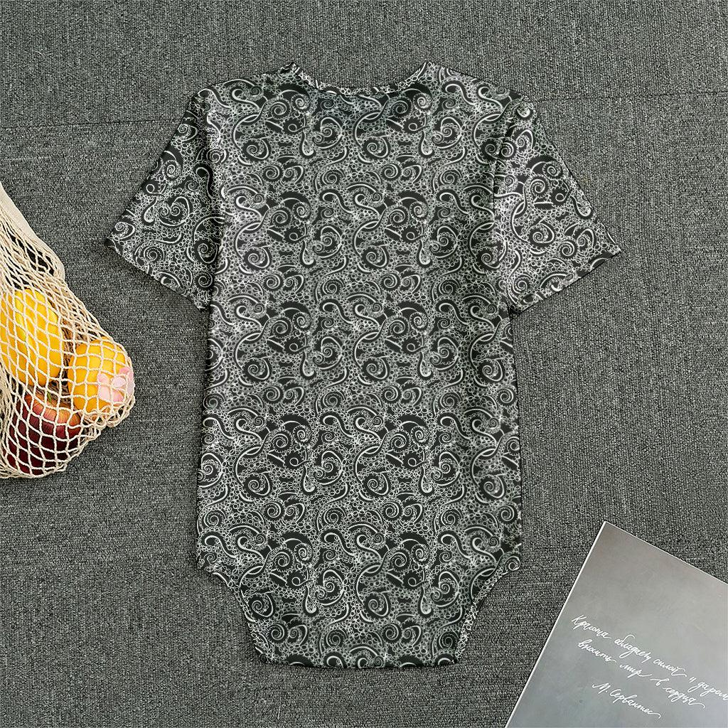 Black And White Octopus Tentacles Print Men's Bodysuit