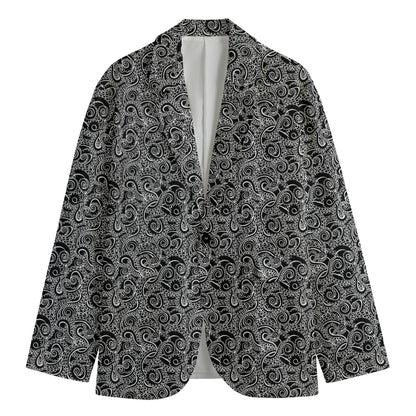 Black And White Octopus Tentacles Print Men's Cotton Blazer