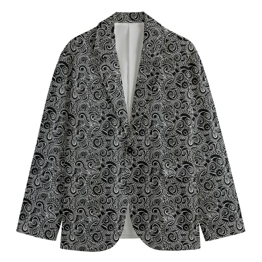 Black And White Octopus Tentacles Print Men's Cotton Blazer