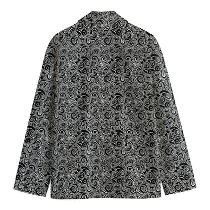 Black And White Octopus Tentacles Print Men's Cotton Blazer
