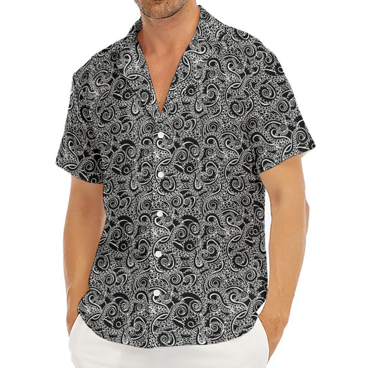 Black And White Octopus Tentacles Print Men's Deep V-Neck Shirt