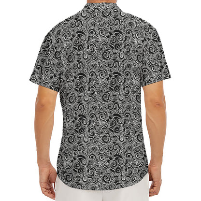 Black And White Octopus Tentacles Print Men's Deep V-Neck Shirt