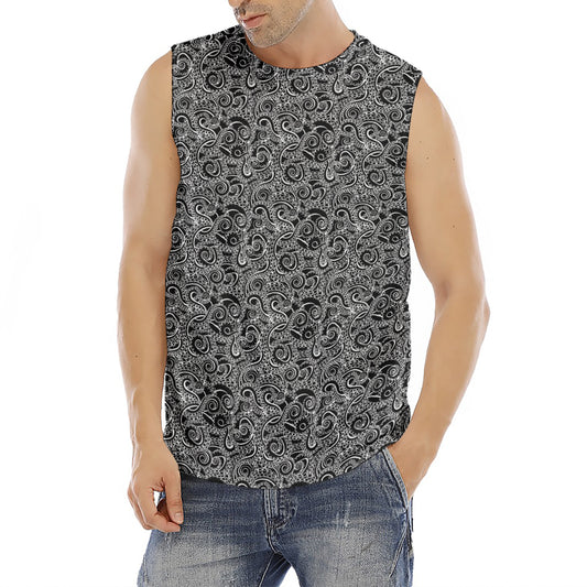 Black And White Octopus Tentacles Print Men's Fitness Tank Top