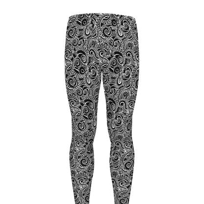 Black And White Octopus Tentacles Print Men's leggings