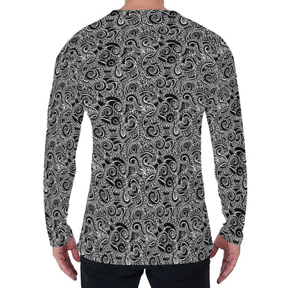 Black And White Octopus Tentacles Print Men's Long Sleeve T-Shirt
