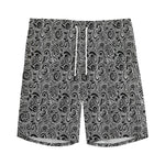 Black And White Octopus Tentacles Print Men's Sports Shorts