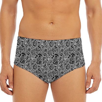 Black And White Octopus Tentacles Print Men's Triangle Swim Briefs