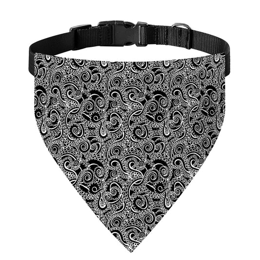 Black And White Octopus Tentacles Print Over The Collar Dog Bandana