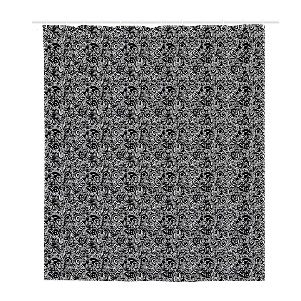 Black And White Octopus Tentacles Print Polyester Shower Curtain