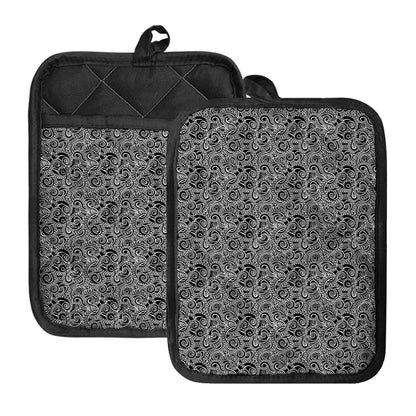 Black And White Octopus Tentacles Print Pot Holders With Pocket