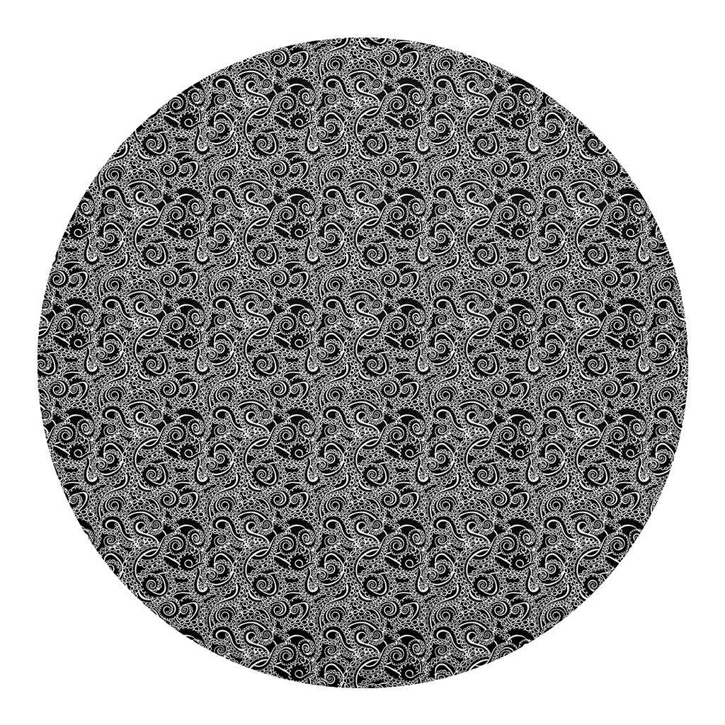 Black And White Octopus Tentacles Print Round Blanket