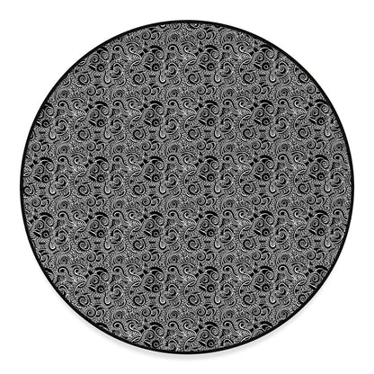 Black And White Octopus Tentacles Print Round Floor Mat