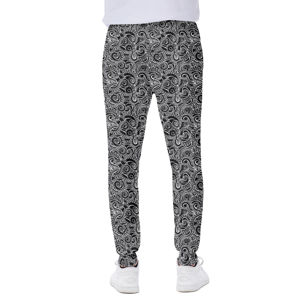 Black And White Octopus Tentacles Print Scuba Joggers