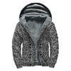 Black And White Octopus Tentacles Print Sherpa Lined Zip Up Hoodie