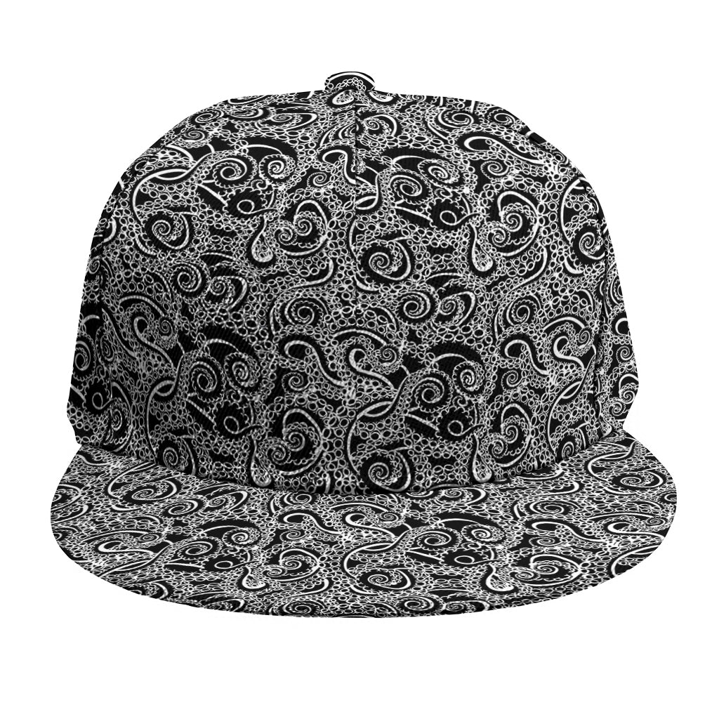 Black And White Octopus Tentacles Print Snapback Cap