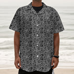 Black And White Octopus Tentacles Print Textured Short Sleeve Shirt