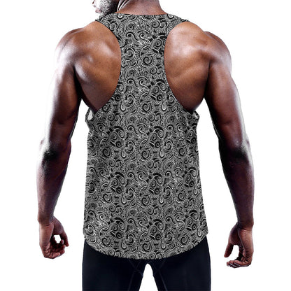 Black And White Octopus Tentacles Print Training Tank Top