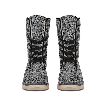 Black And White Octopus Tentacles Print Winter Boots