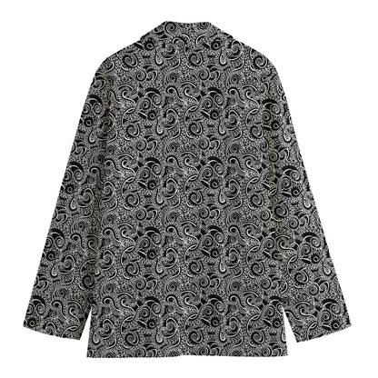 Black And White Octopus Tentacles Print Women's Cotton Blazer