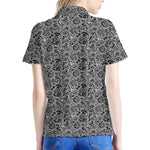 Black And White Octopus Tentacles Print Women's Polo Shirt