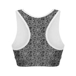Black And White Octopus Tentacles Print Women's Sports Bra