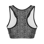 Black And White Octopus Tentacles Print Women's Sports Bra