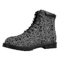 Black And White Octopus Tentacles Print Padded Collar Lace Up Boots