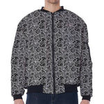 Black And White Octopus Tentacles Print Zip Sleeve Bomber Jacket