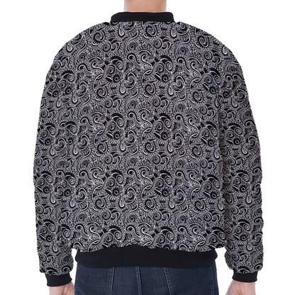 Black And White Octopus Tentacles Print Zip Sleeve Bomber Jacket