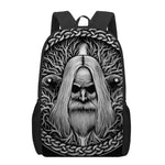 Black And White Odin With Crows Print 17 Inch Backpack