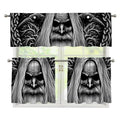 Black And White Odin With Crows Print 3 Piece Kitchen Curtains