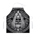 Black And White Odin With Crows Print Adjustable Apron