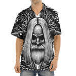 Black And White Odin With Crows Print Aloha Shirt