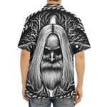 Black And White Odin With Crows Print Aloha Shirt