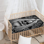 Black And White Odin With Crows Print Baby Crib Sheet